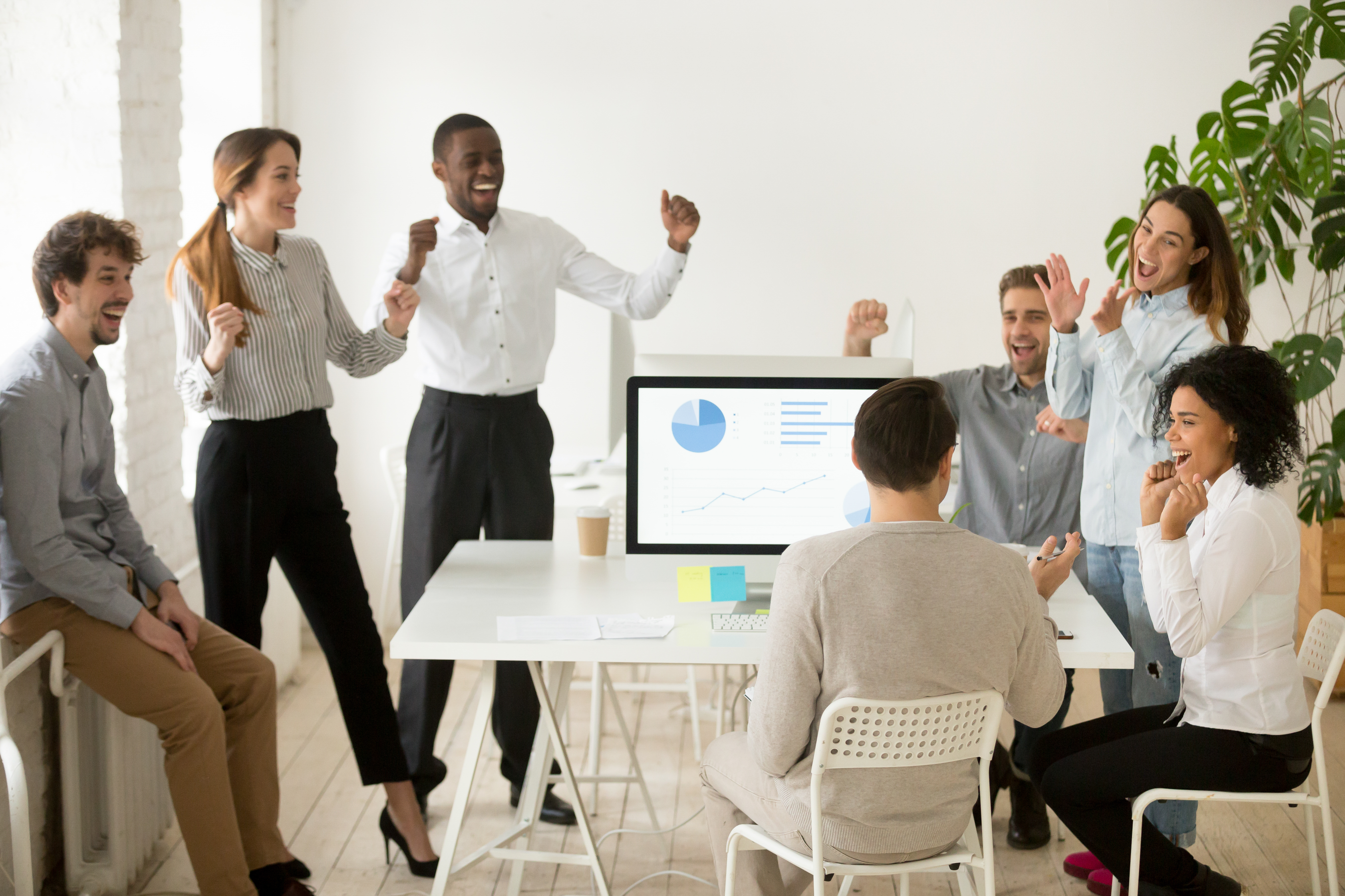 Team collaborating in a modern office